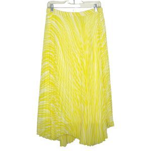 Soft Surroundings Bright Yellow Pleated Maxi Skirt Elastic Waist 29" Petite Sm